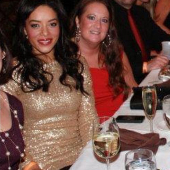 Lucca Couture Long Sleeve Gold Sequin Dress Small - Picture 5 of 6